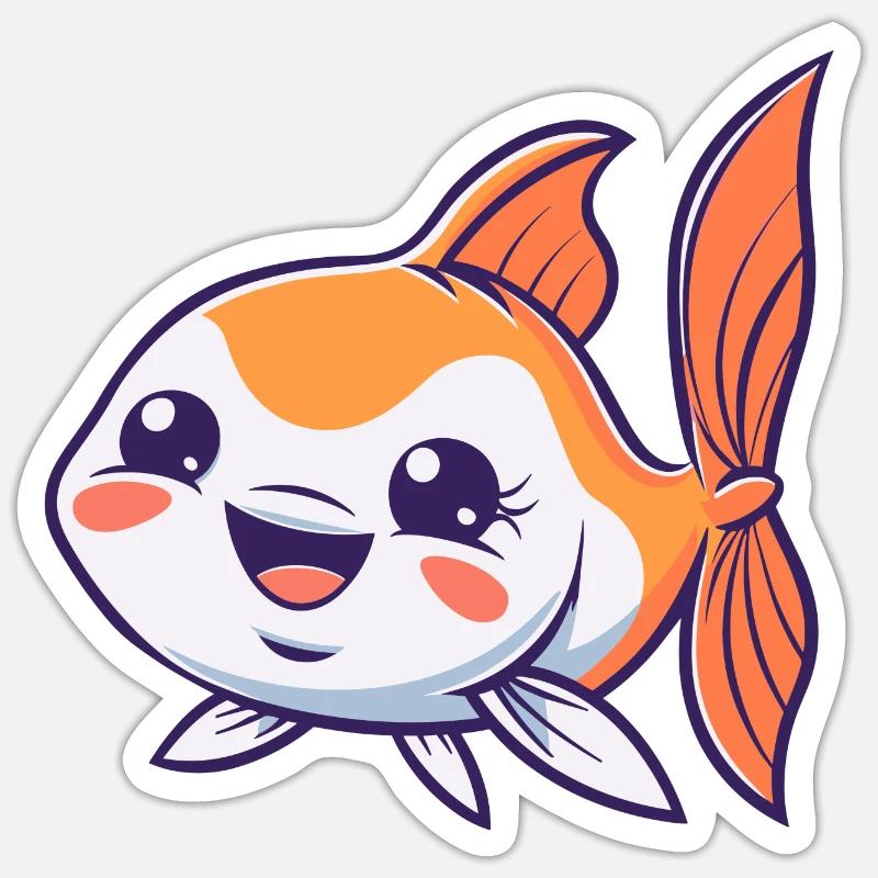 Pêcheur de poisson - Sticker taille S (10 x 10 cm) - blanc mat