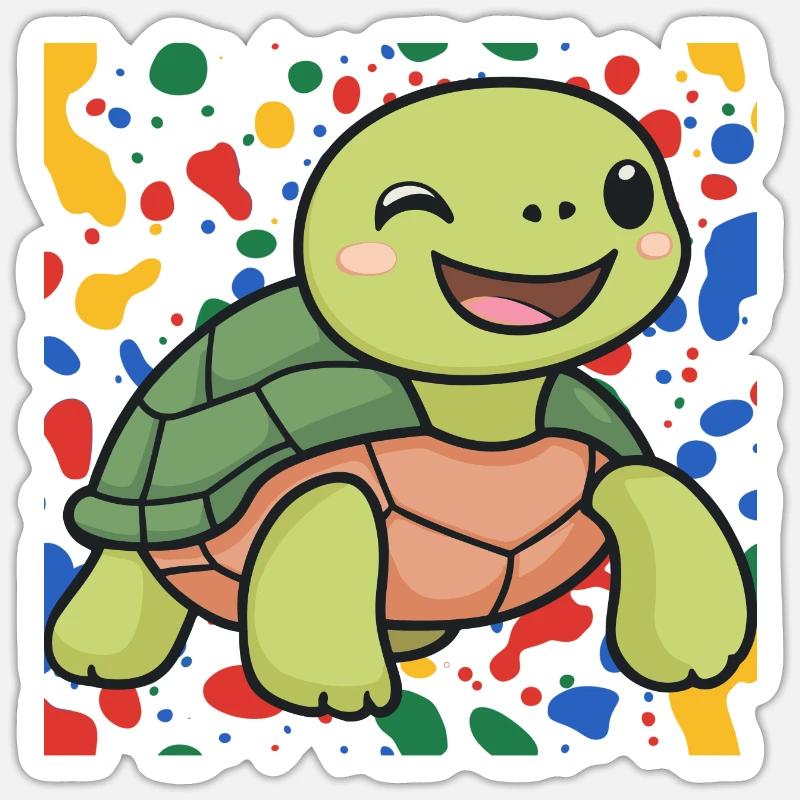 Turtle Langsam - Sticker Größe S (10 x 10 cm) - Mattweiß