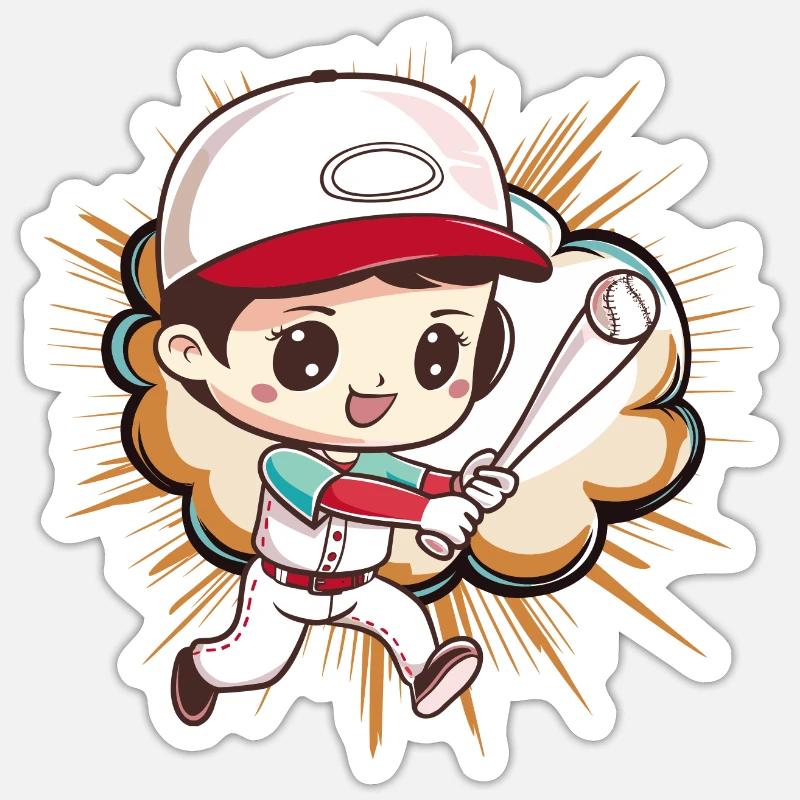 Baseball Baseball Bat Catcher - Sticker size S (10 x 10 cm) - white matte