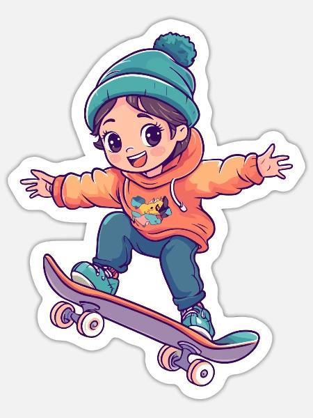 Skate Skater - Sticker Größe S (10 x 10 cm) - Mattweiß