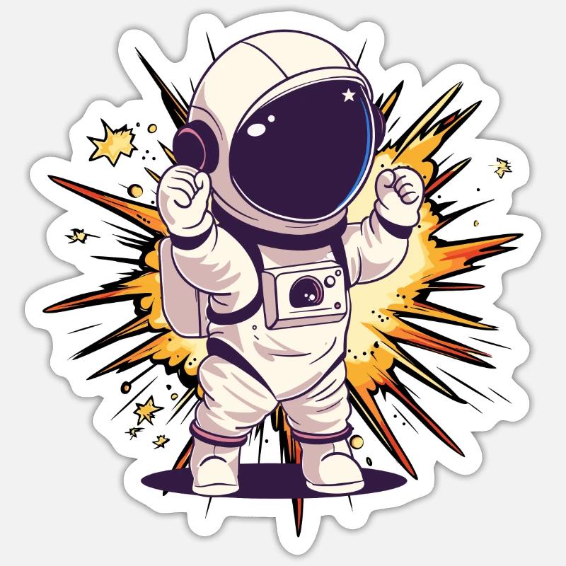 Astronaute Spaceman Vaisseau spatial - Sticker taille S (10 x 10 cm) - blanc mat