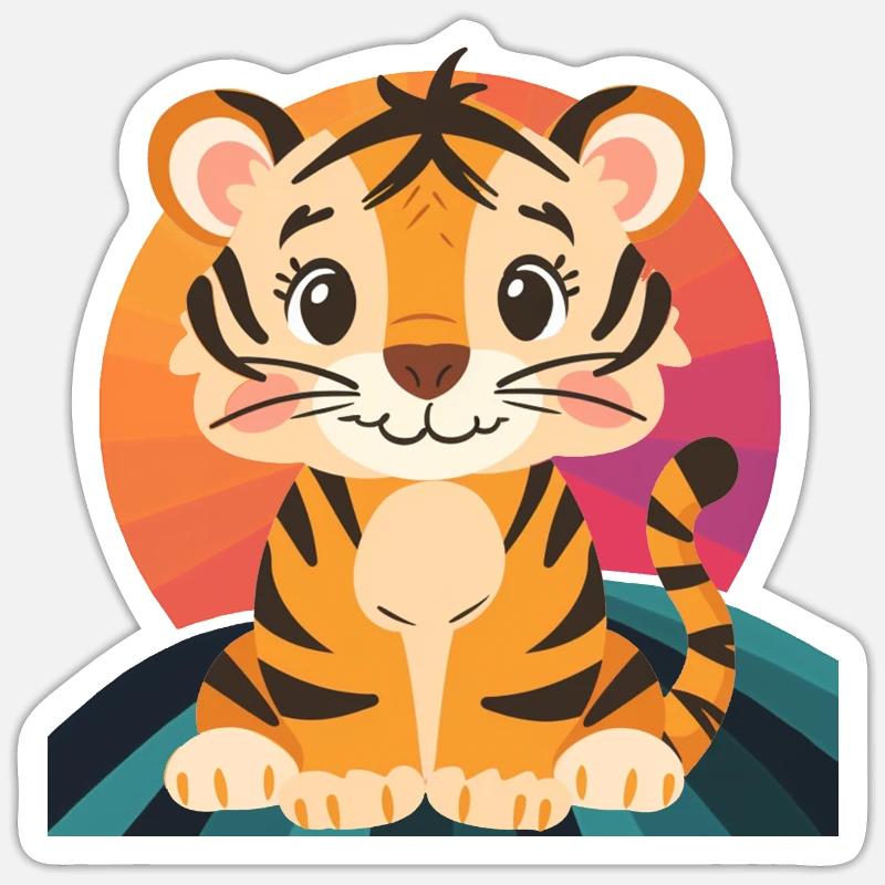 Tiger Leopard - Sticker Größe S (10 x 10 cm) - Mattweiß