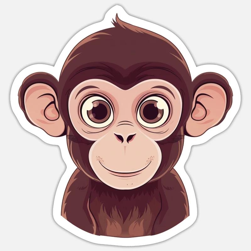 Affe Monkey - Sticker taille S (10 x 10 cm) - blanc mat