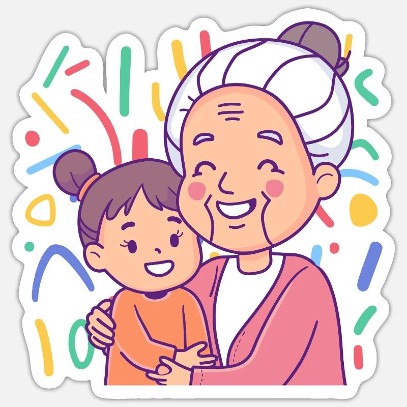 Oma Großmutter Großeltern - Sticker Größe S (10 x 10 cm) - Mattweiß