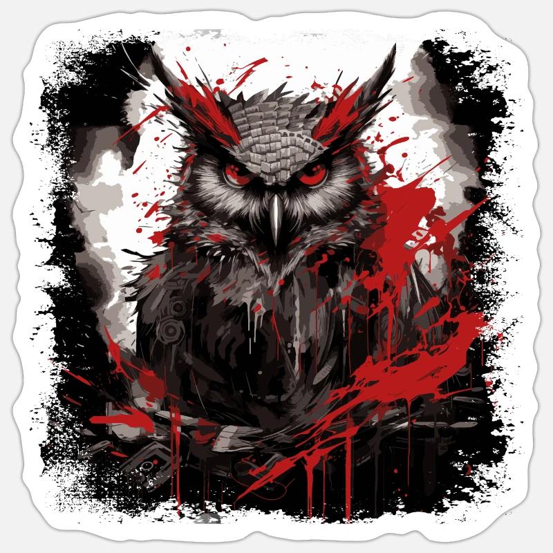 Gothic Owl - Sticker size S (10 x 10 cm) - white matte