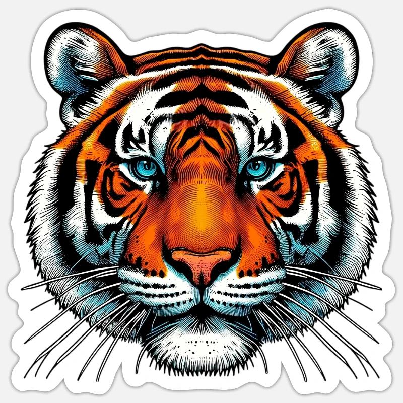 Tiger - Sticker Größe S (10 x 10 cm) - Mattweiß