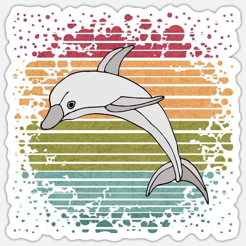 Dauphin - Sticker taille S (10 x 10 cm) - blanc mat