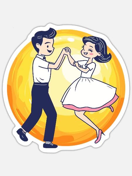 Tanzpaar Foxtrott - Sticker Größe S (10 x 10 cm) - Mattweiß