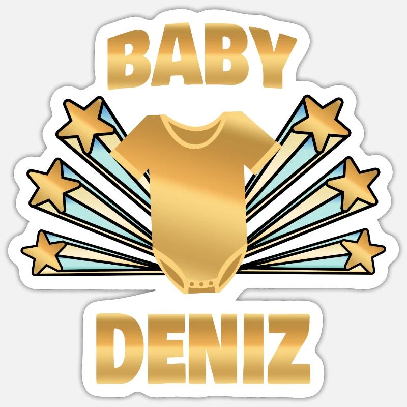Naissance de Deniz - Sticker taille S (10 x 10 cm) - blanc mat