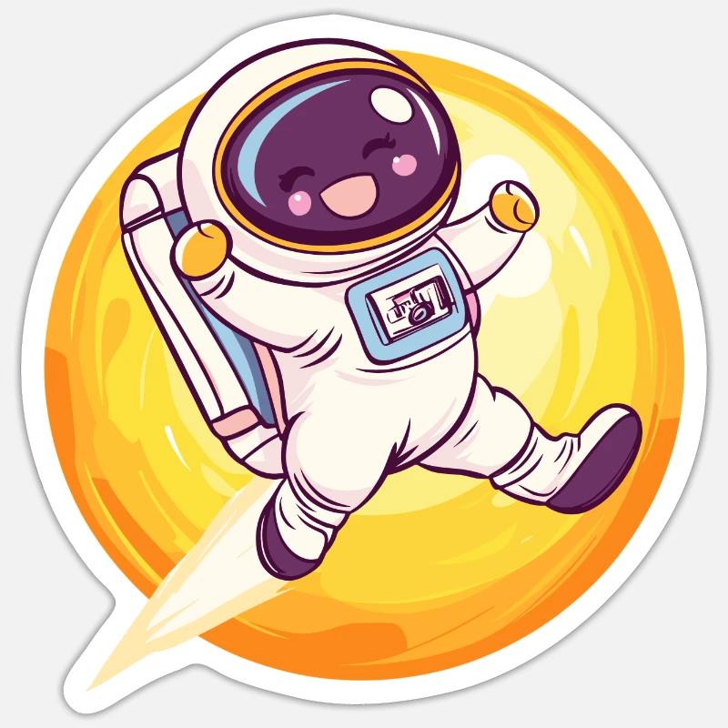 Fusée astronaute - Sticker taille S (10 x 10 cm) - blanc mat