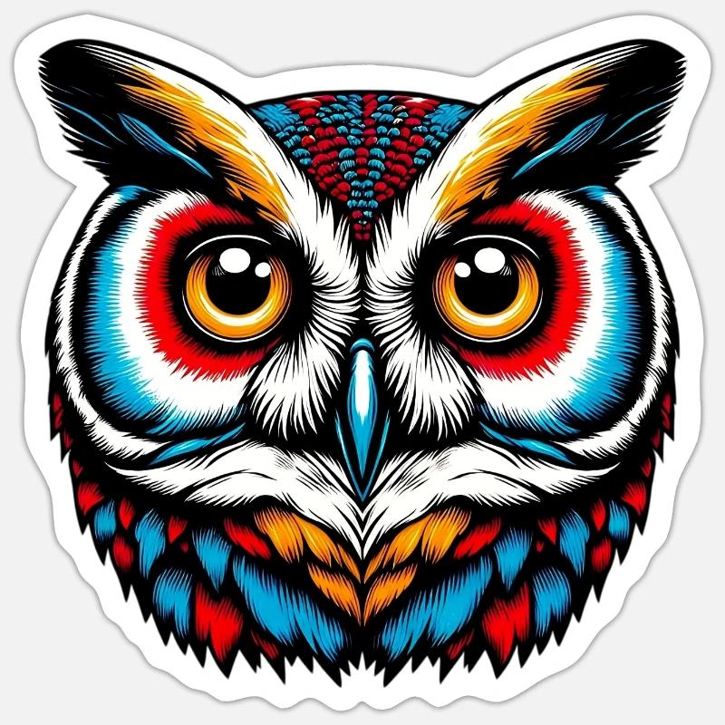 Eule - Sticker Größe S (10 x 10 cm) - Mattweiß
