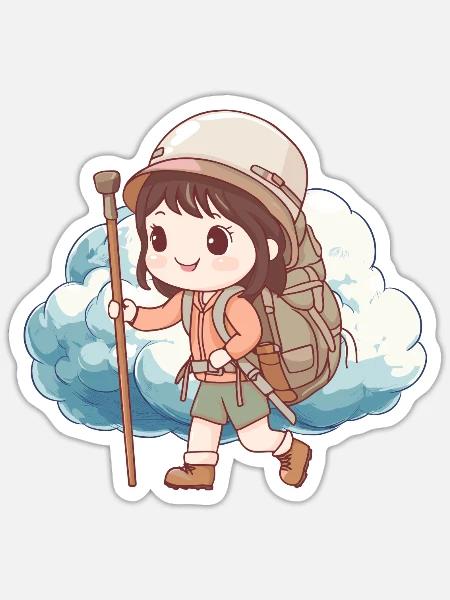 Wandern Wanderung Trek - Sticker Größe S (10 x 10 cm) - Mattweiß