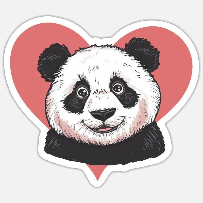 Panda Grizzly - Sticker Größe S (10 x 10 cm) - Mattweiß