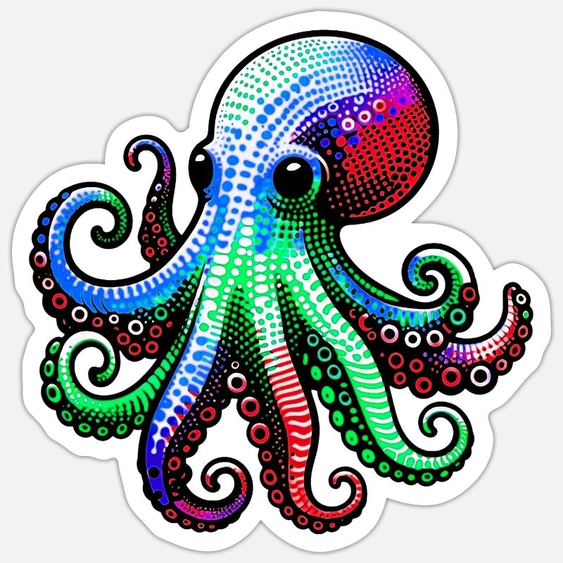 Pieuvre - Sticker taille S (10 x 10 cm) - blanc mat
