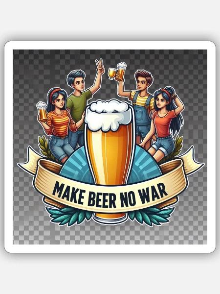 make Beer No War Logo - Sticker Größe S (10 x 10 cm) - Mattweiß