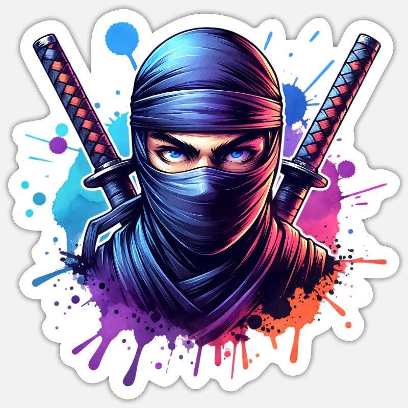 Ninja - Sticker Größe S (10 x 10 cm) - Mattweiß