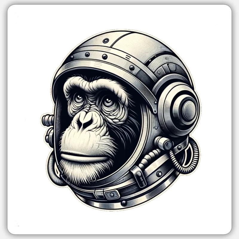 Silver space chimpanzee - Sticker size S (10 x 10 cm) - white matte