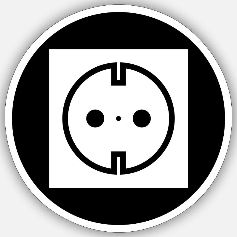 Steckdose Strom - Sticker Größe S (10 x 10 cm) - Mattweiß
