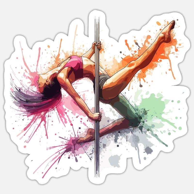 Pole Dance Dynamik Farben Poledance Geschenk - Sticker Größe S (10 x 10 cm) - Mattweiß