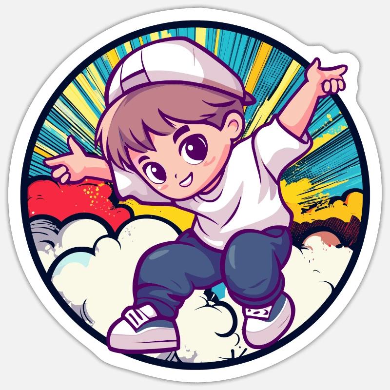 Breakdance Breakdancer Blaster - Sticker Größe S (10 x 10 cm) - Mattweiß