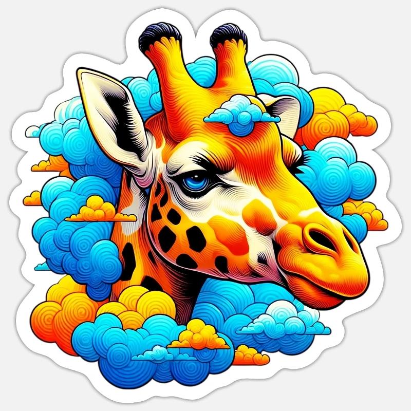 Giraffe with head in cloud clouds Sticker size S (10 x 10 cm)