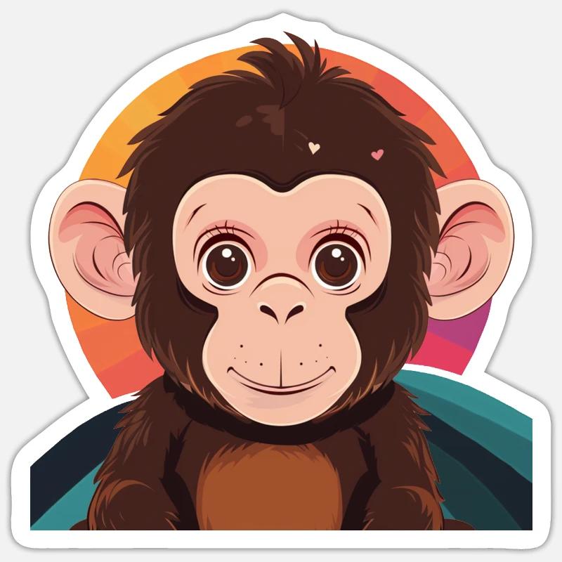 Affe Monkey - Sticker size S (10 x 10 cm) - white matte