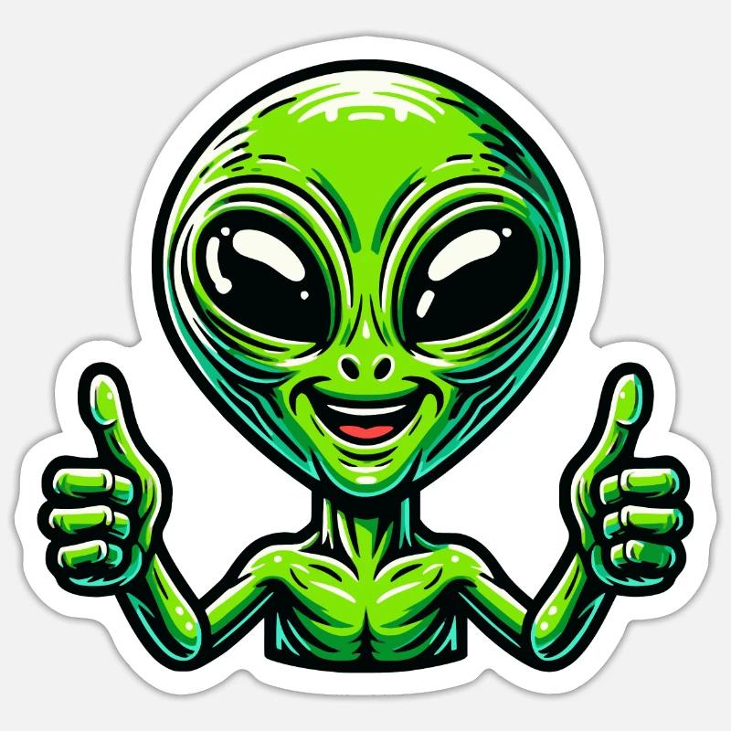 Happy Alien - Sticker size S (10 x 10 cm) - white matte