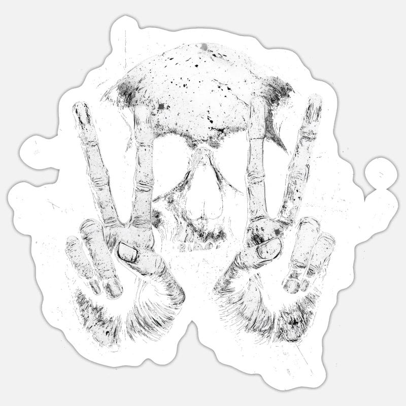Crâne Paix - Sticker taille S (10 x 10 cm) - blanc mat