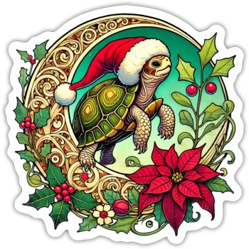Christmas Turtle - Sticker size S (10 x 10 cm) - white matte - Front