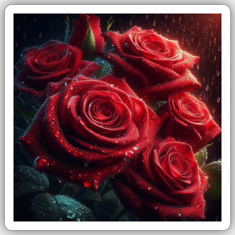 Raining rose - Sticker size S (10 x 10 cm) - white matte