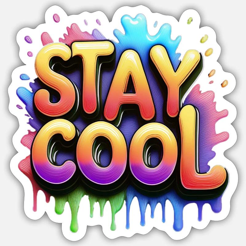 Stay cool text 3d - Sticker Größe S (10 x 10 cm) - Mattweiß
