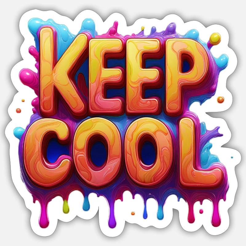 keep cool text in 3d - Sticker Größe S (10 x 10 cm) - Mattweiß