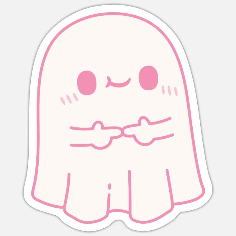 Fantôme timide mignon Sticker taille S (10 x 10 cm)