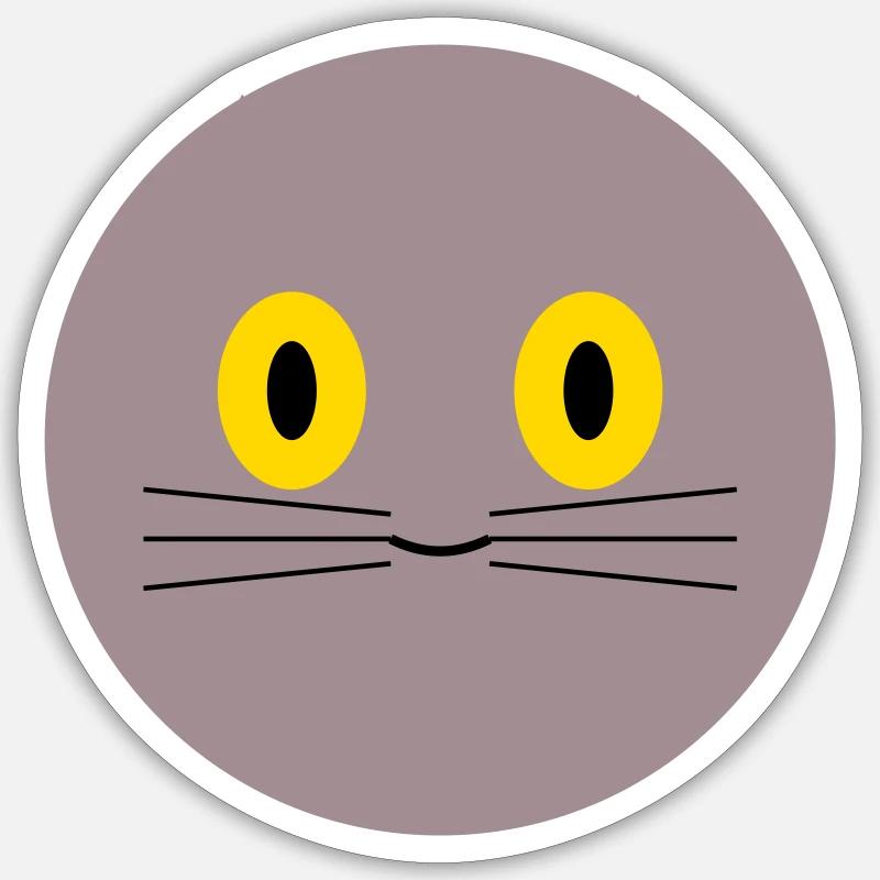 Tête de chat - Sticker taille S (10 x 10 cm) - blanc mat