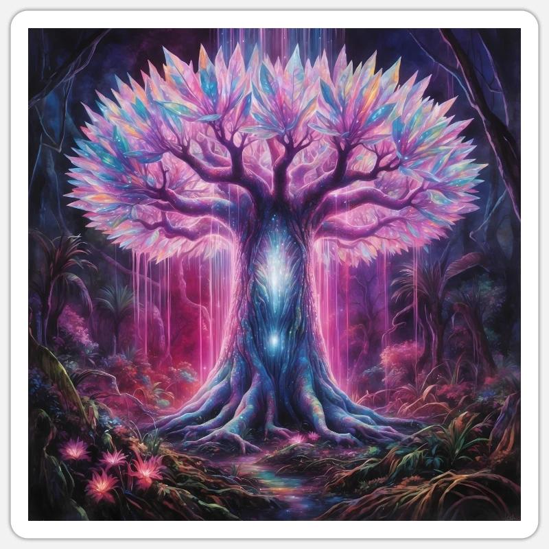 Der Kristallene Lebensbaum - Sticker Größe S (10 x 10 cm) - Mattweiß