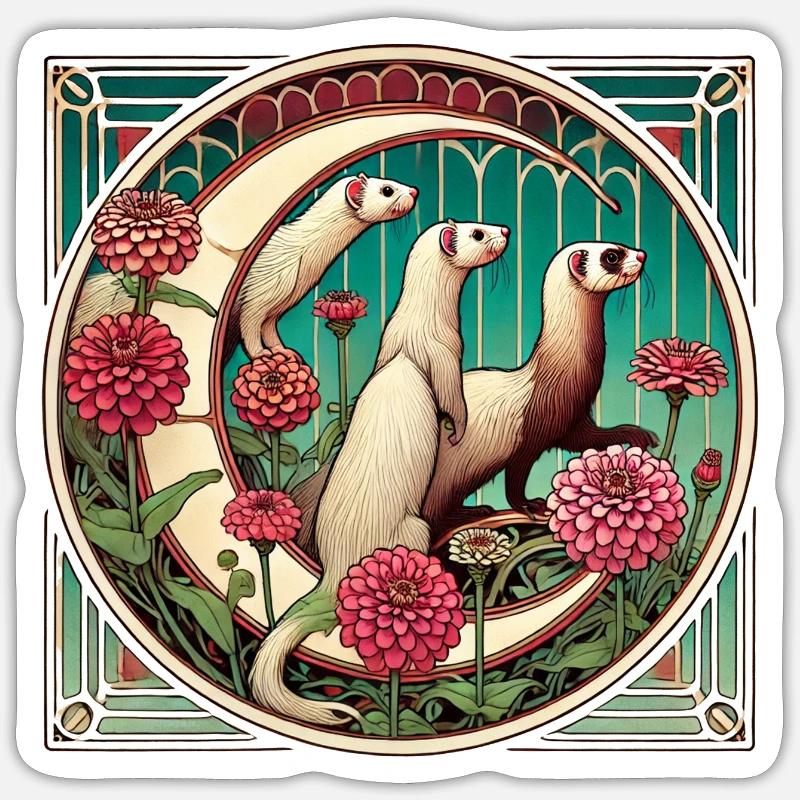 Furets - Sticker taille S (10 x 10 cm) - blanc mat