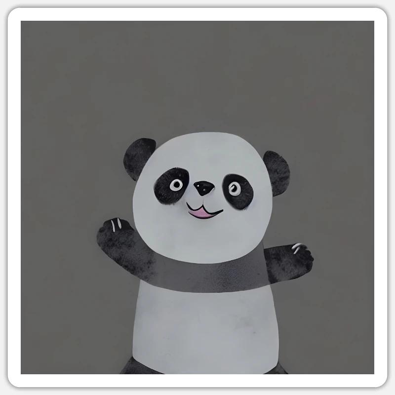 Panda heureux - Sticker taille S (10 x 10 cm) - blanc mat