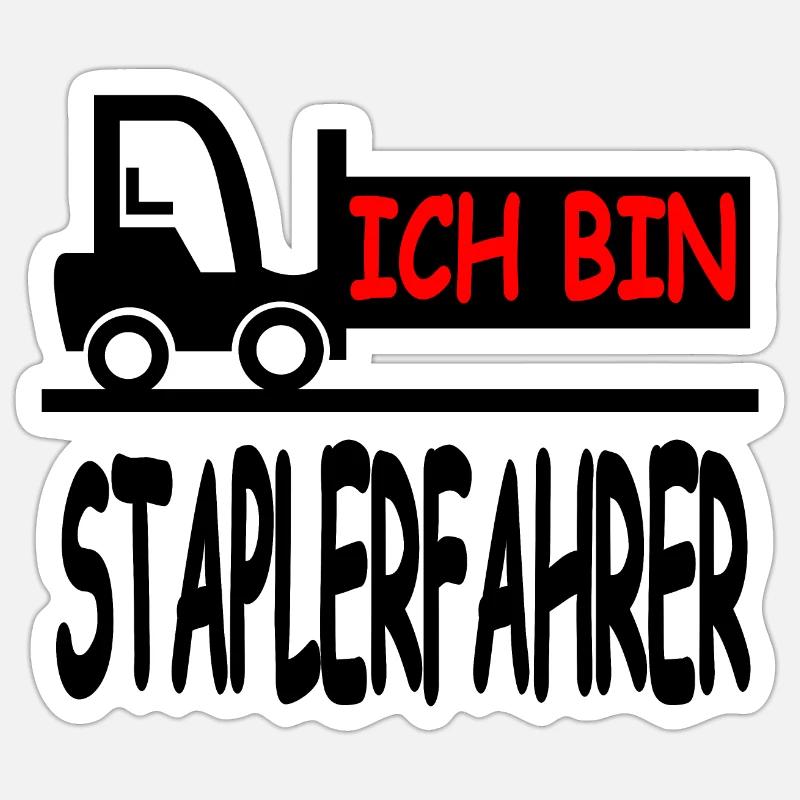 Gabelstapler - Sticker Größe S (10 x 10 cm) - Mattweiß