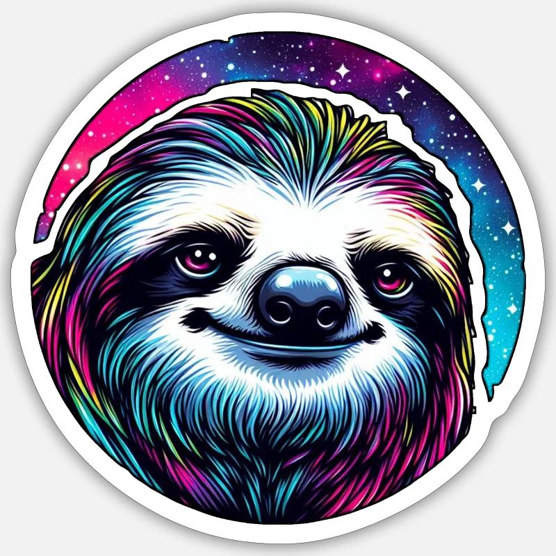Cosmic Sloth - Sticker size S (10 x 10 cm) - white matte