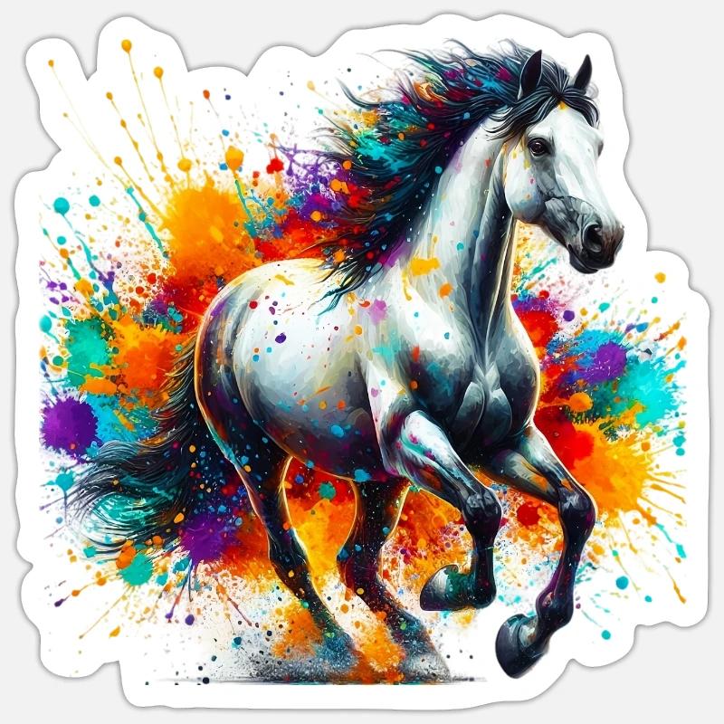 Cheval - Sticker taille S (10 x 10 cm) - blanc mat