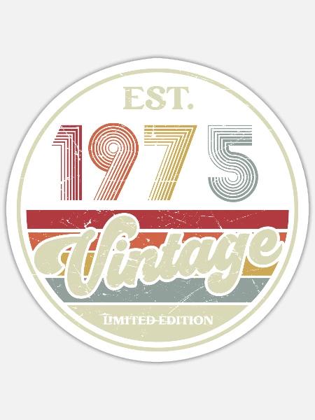 50. Geburtstag 50 Jahre Jahrgang 1975 Mann Frau - Sticker Größe S (10 x 10 cm) - Mattweiß