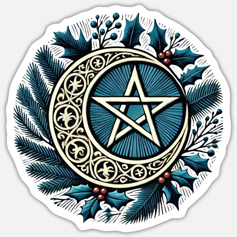 Yule Pentacle - Sticker taille S (10 x 10 cm) - blanc mat