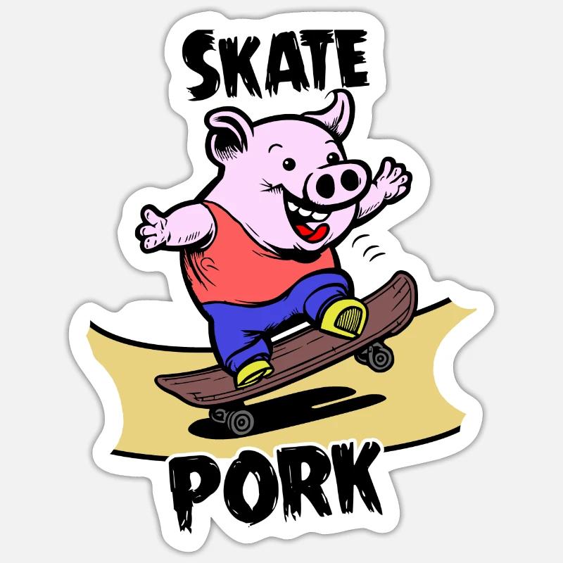 SKATE PORK ! - Sticker taille S (10 x 10 cm) - blanc mat