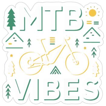 Mountainbike Vibes Illustration - Sticker Größe S (10 x 10 cm) - Mattweiß - Vorne