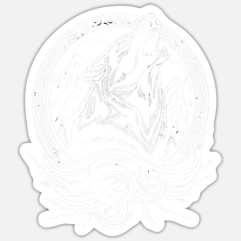 Wikinger-Wolf - Sticker Größe S (10 x 10 cm) - Mattweiß