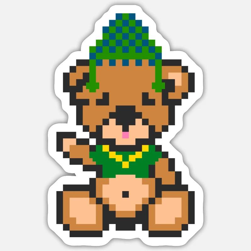 Pixel Bear Inca - Sticker taille S (10 x 10 cm) - blanc mat