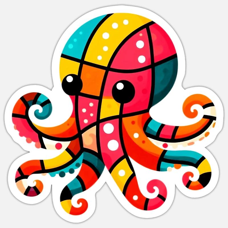Octopus - Sticker size S (10 x 10 cm) - white matte