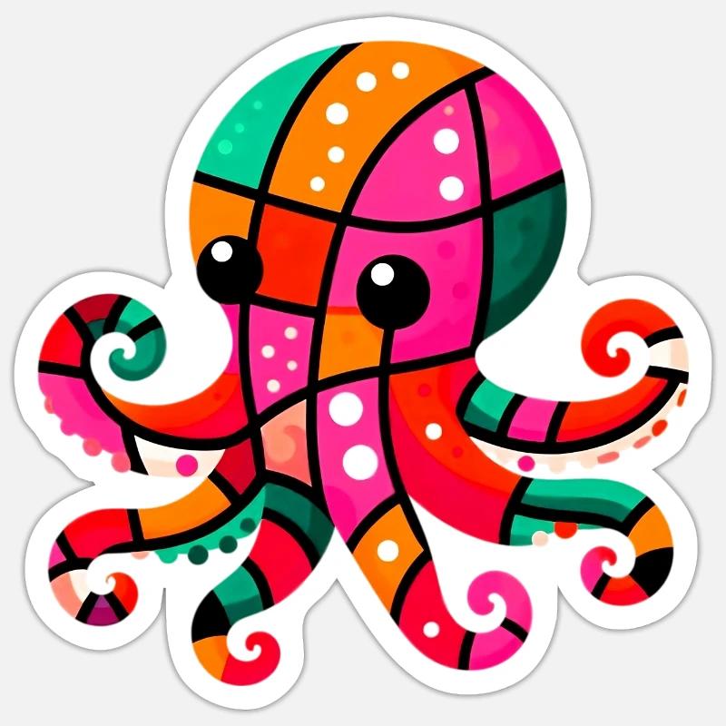 Pieuvre - Sticker taille S (10 x 10 cm) - blanc mat