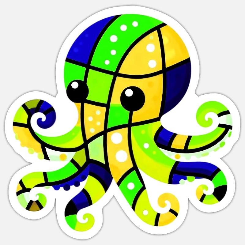 Pieuvre - Sticker taille S (10 x 10 cm) - blanc mat