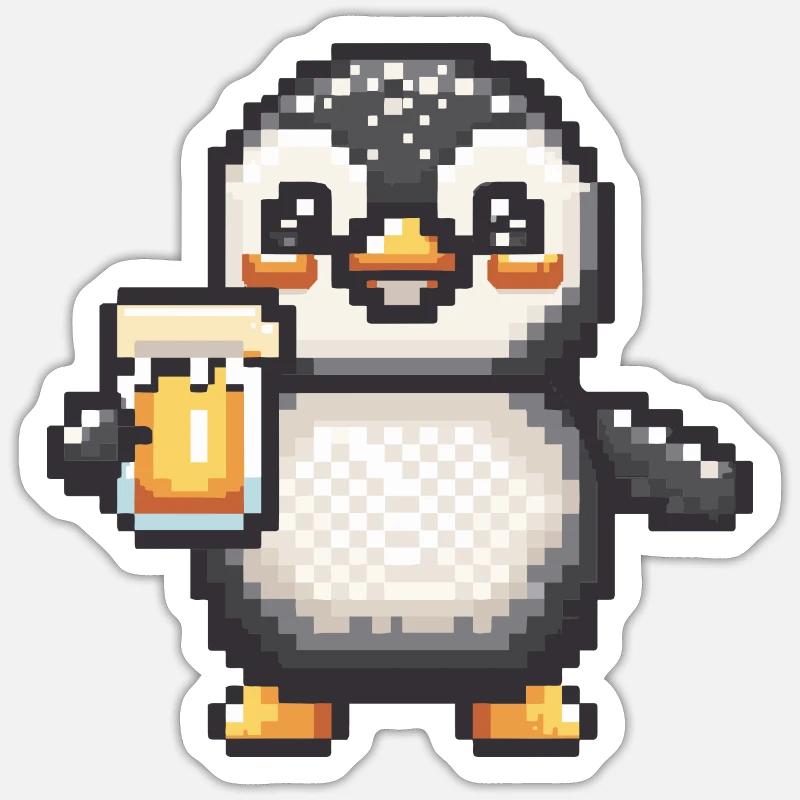 Penguin Beer Pixel - Sticker size S (10 x 10 cm) - white matte